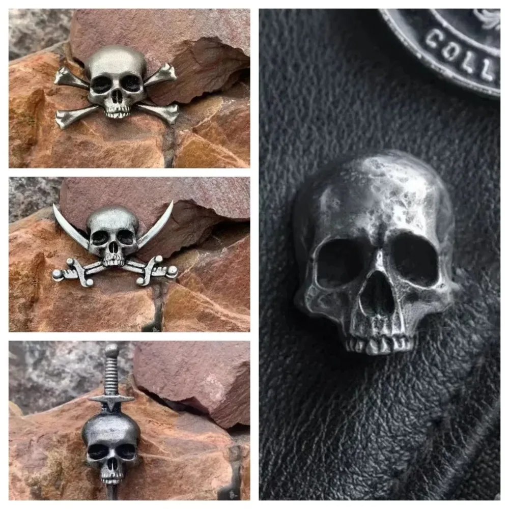 Punk Style Skull Head Brooch Metal Gothic Backpack Badge rock bands Ghost Head Clothing Bag Pin Fashion Men Halloween trend gift