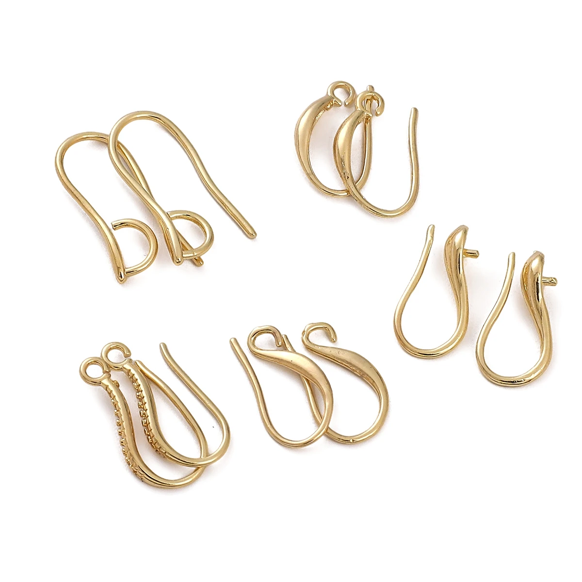 2pcs 14K Gold Plated Copper French Earring Hooks Wire Settings Base Earrings Hoops For DIY Jewelry Making Accessories