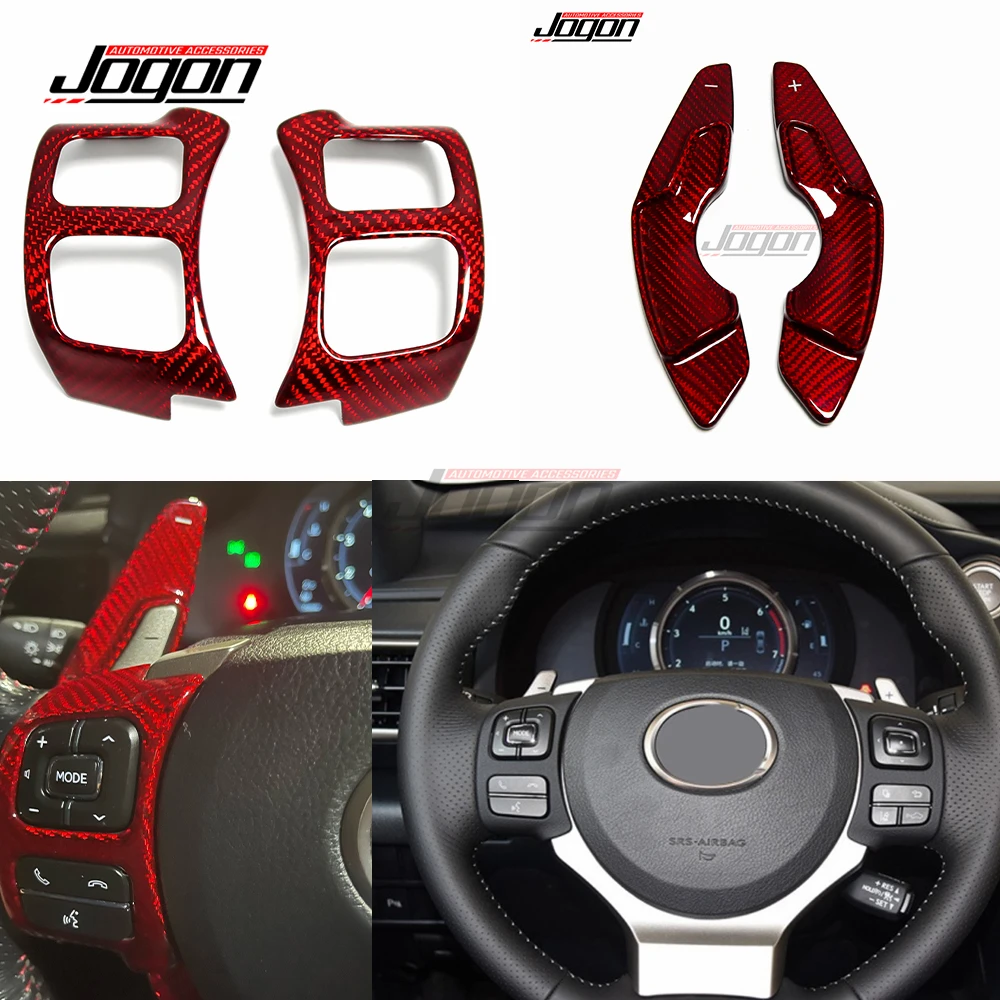 Carbon Fiber Car Interior Steering Wheel Panel Frame Button Shift Paddle Cover Trim Accessories For Lexus IS NX RC 2016-2018