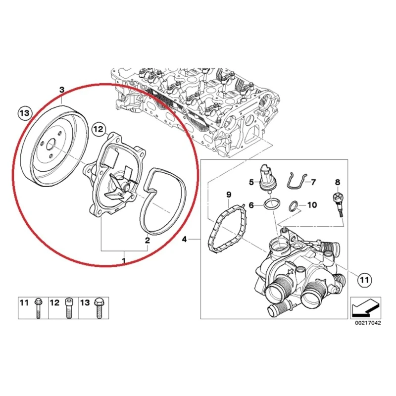 Pully da bomba água do motor do veículo automotivo 11517545958 11517619020 120459 universal para r55 r56 r57 r59