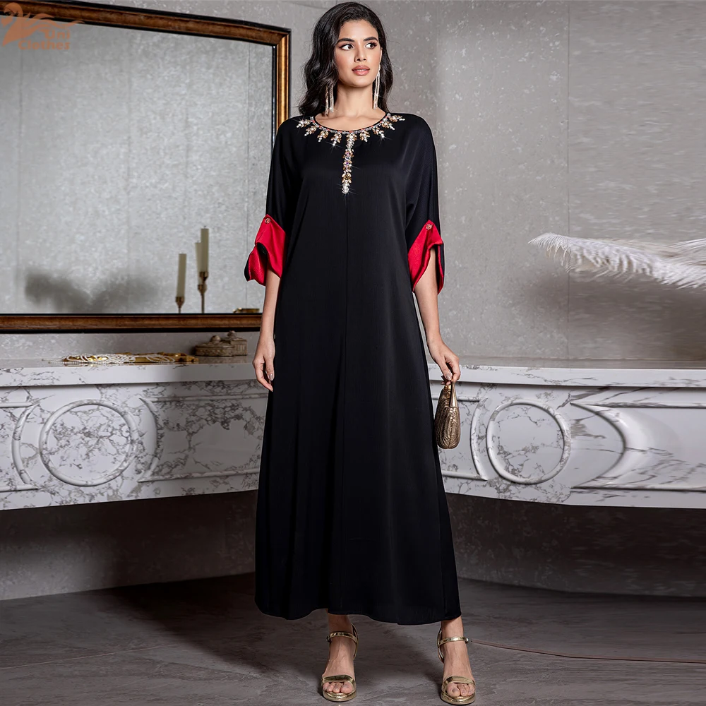 Femmes musulmanes diamants Robe Maxi dubaï Abaya turquie caftan Eid Djellaba Islam vêtements Caftan Marocain Femme Robe Maroc Robe