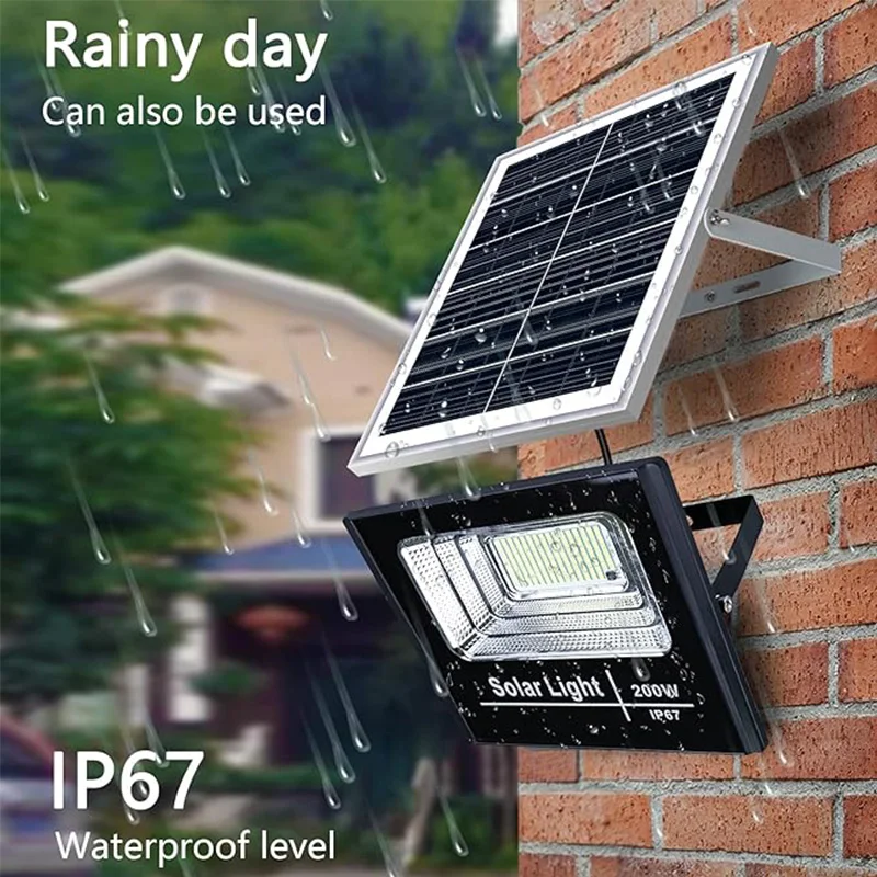 50W-300W LED Solar Flood Light Outdoor Solar Floodlight IP67 Waterproof Remote Control High Brightness Garden Sensor Night Light