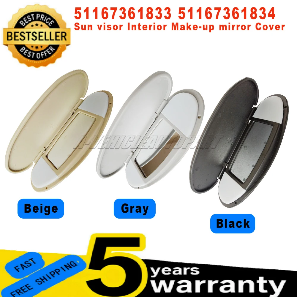51167361833 51167361834 New For BMW MINI Cooper R55 R56 Sun visor Interior Make-up mirror Cover Black/Gray/Beige car accessories