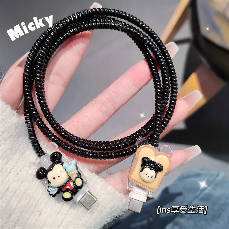 New DIY High Quality Mickey Charger Data Cable Case Protector and Winding Kit for Apple 18W 20W Charger Adapter