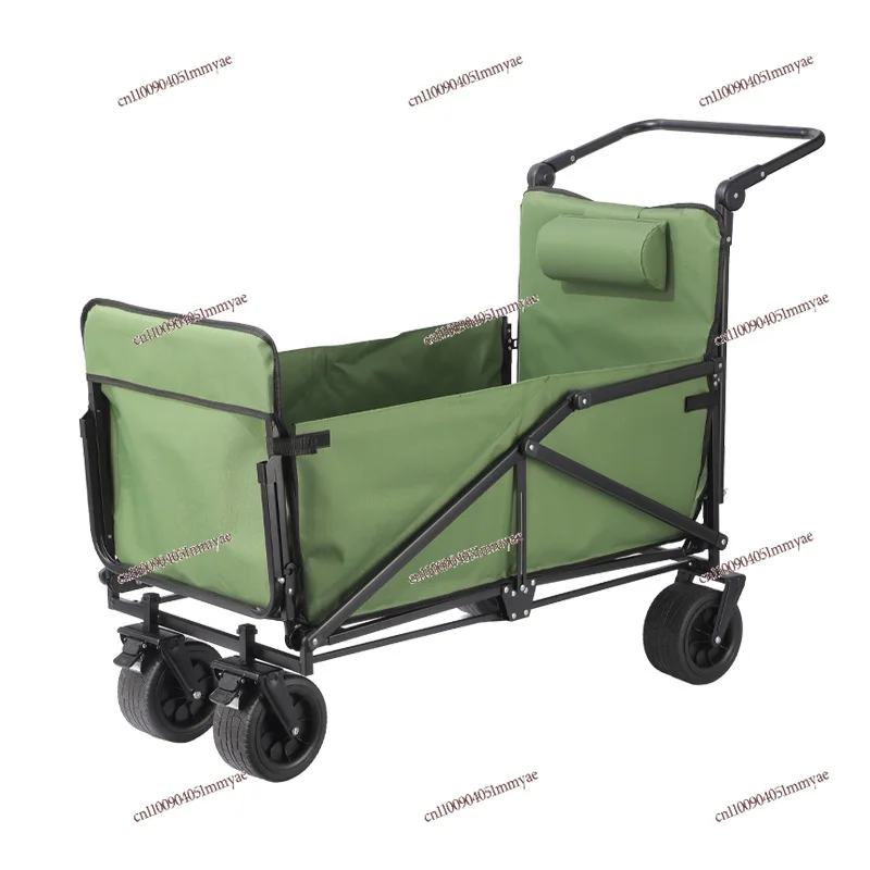 Outdoor Multi-function Camper Reclining Foldable Push Beach Camper Tank Wheel Dual-purpose Small Trailer