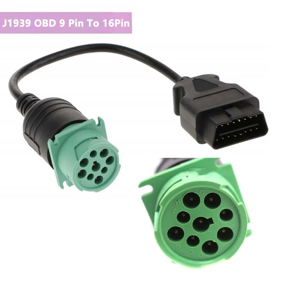 OBD2 Truck Diagnostic Cable J1939 OBD 9 Pin To 16Pin Male Connector for Cummins Deutsch 9pin Truck Cable Support for Old Vehicle