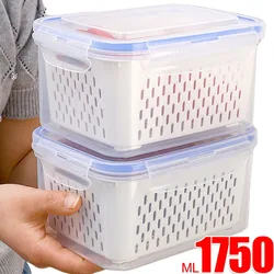 Kitchen Storage Boxs Refrigerator Preservation Storage Boxes Large-Capacity Clear Food Sealed Jars Vegetable Fruit Drain Baskets