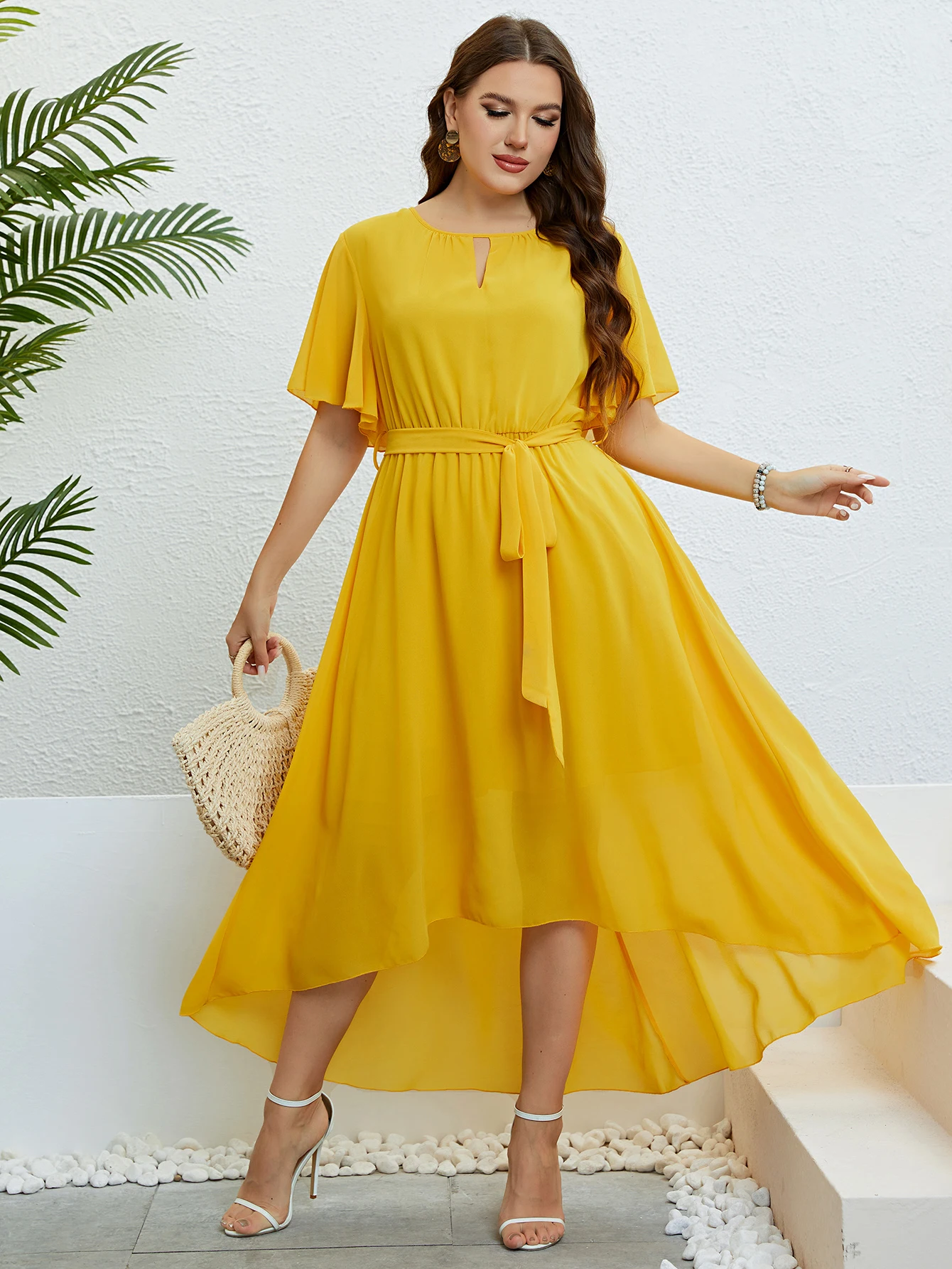 KEBY ZJ Plus Size Roupas Femininas Casual Férias Praia Maxi Vestidos 2023 Verão Vintage Sólida Vestido de Verão Mulheres Elegante Vestido De Festa