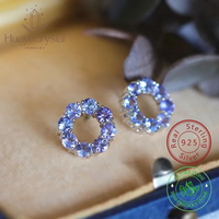 Tanzanite zircon 925 sterling silver stud earrings 2025 original new donut women frenchhigh luxury high-end earrings wholesale