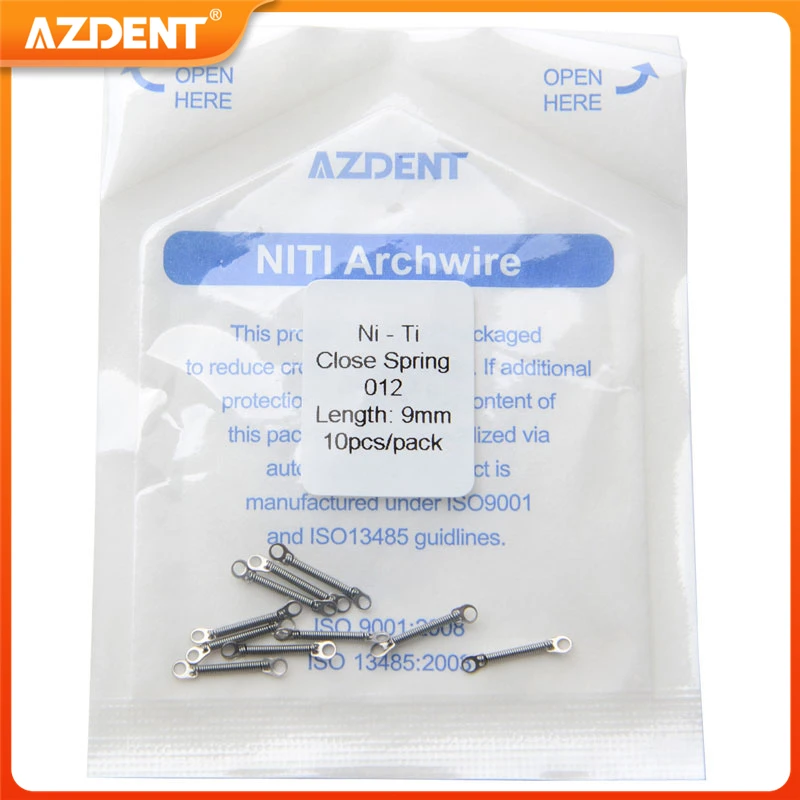 10pcs/Pack AZDENT Dental Orthodontic Close Spring Coil Niti Anterior Teeth Tooth Torque with Big Pull Ring Size 0.010/0.012