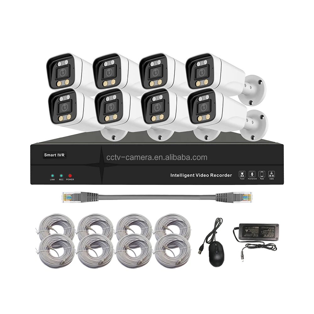 ชุดกล้องวงจรปิด IP CCTV 8 ช่องทาง ระบบ AI อัจฉริยะ ยอดขายดี พร้อม NVR 8CH รองรับ PoE