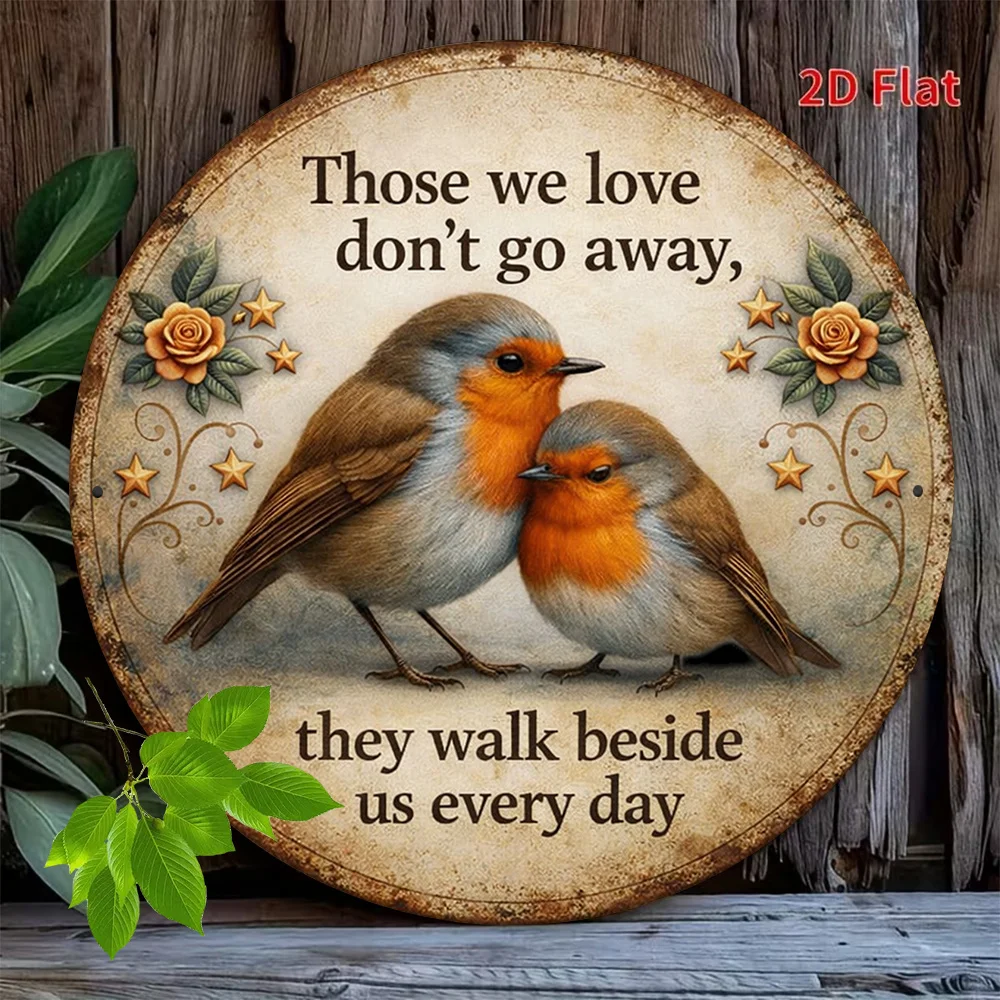 Retro Wooden round Robin Plate Quote "Missed Loved Ones, Never Apart" Decorative Sign Living Room Study Garden Hanging Decor