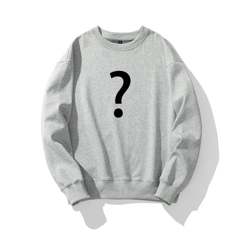 Creative Question Mark Printing Neck Sweatshirts Men and Women Plus Velvet Streetwear Fleece Hoodie Pullover Color Sweatshirt