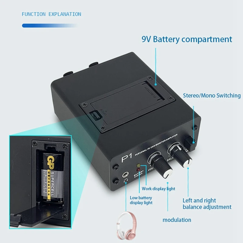 P1 Headphone Monitor Headphones Preamplifier Earphones Amplifier Amp With XLR Inputs 6.35 Output Audio Amp