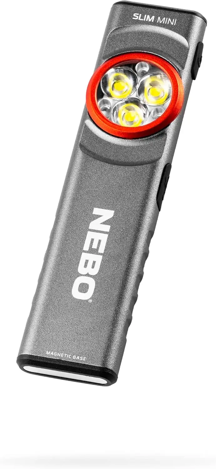 

SLIM Mini Rechargeable Pocket Light | 250 Lumens, 2 Light Modes, Small Flashlight for EDC & Emergencies, Magnetic Base, Lightweight, Water Resistant & Durable, Includes Charging Cable