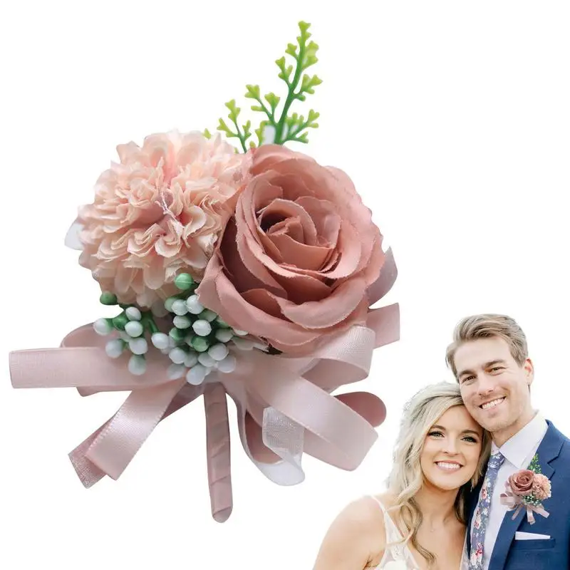 Wedding Boutonniere Rose Corsage Flower Groom And Best Man Boutonnieres With Artificial Flower For Wedding Ceremony Anniversary