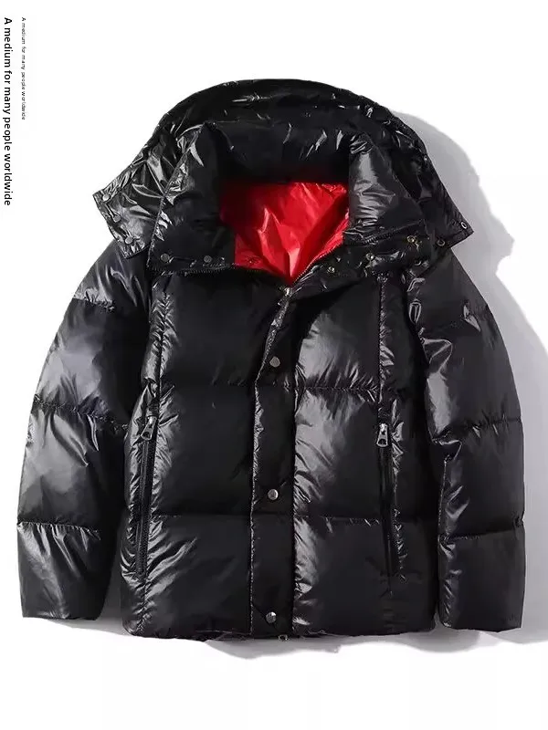 Calore garantito! Piumino invernale da uomo per pendolari all'aperto, vestibilità ampia, con cappuccio, Jaet 90% Du down, nylon lucido, antistatico