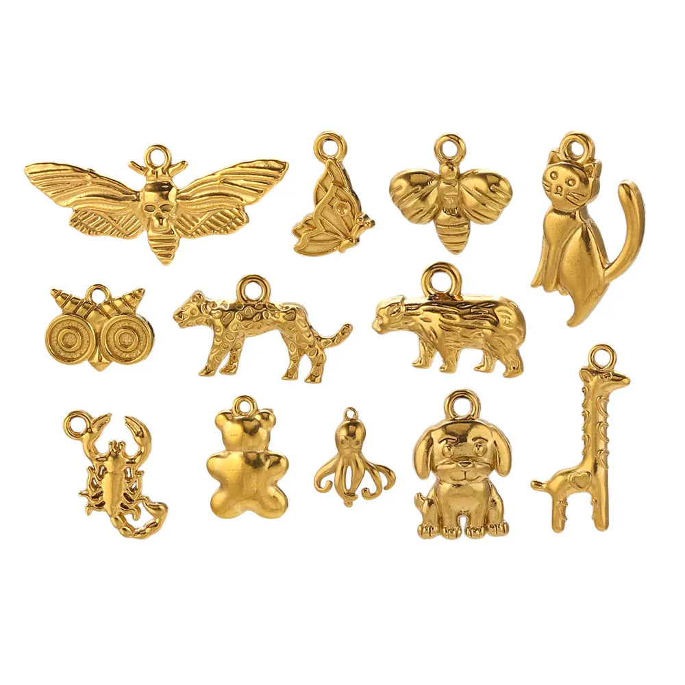 5pcs Stainle Steel Gold Animal Charms For Jewelry Cat Dog Pendants DIY Women Necklace Bracelet Animal Jewelry Charm Accessories image 3