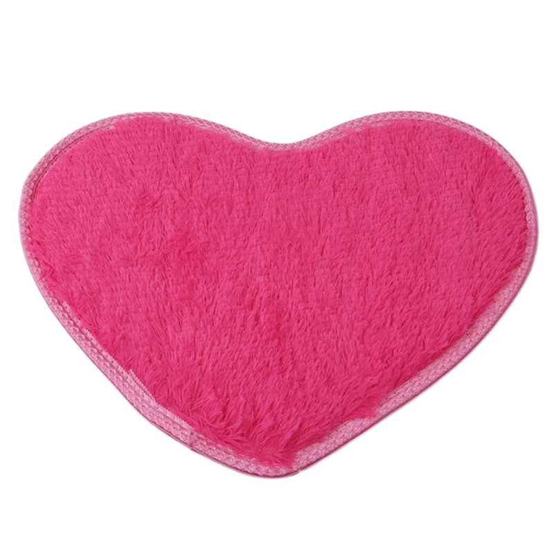 26*37cm Love Heart Shaped Doormat Non-Slip Soft Push Floor Mat Bathroom Floor Area Rug For Living Room Mats Faux Shaggy Carpets