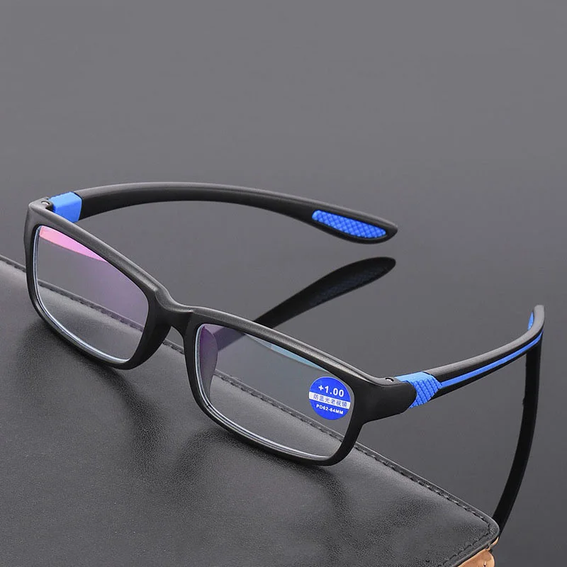 Reading Glasses Men Women Sports Anti-blue Light Reading Eyewear Black Red TR90 Frame Presbyopia Eyeglasses +100 to+400