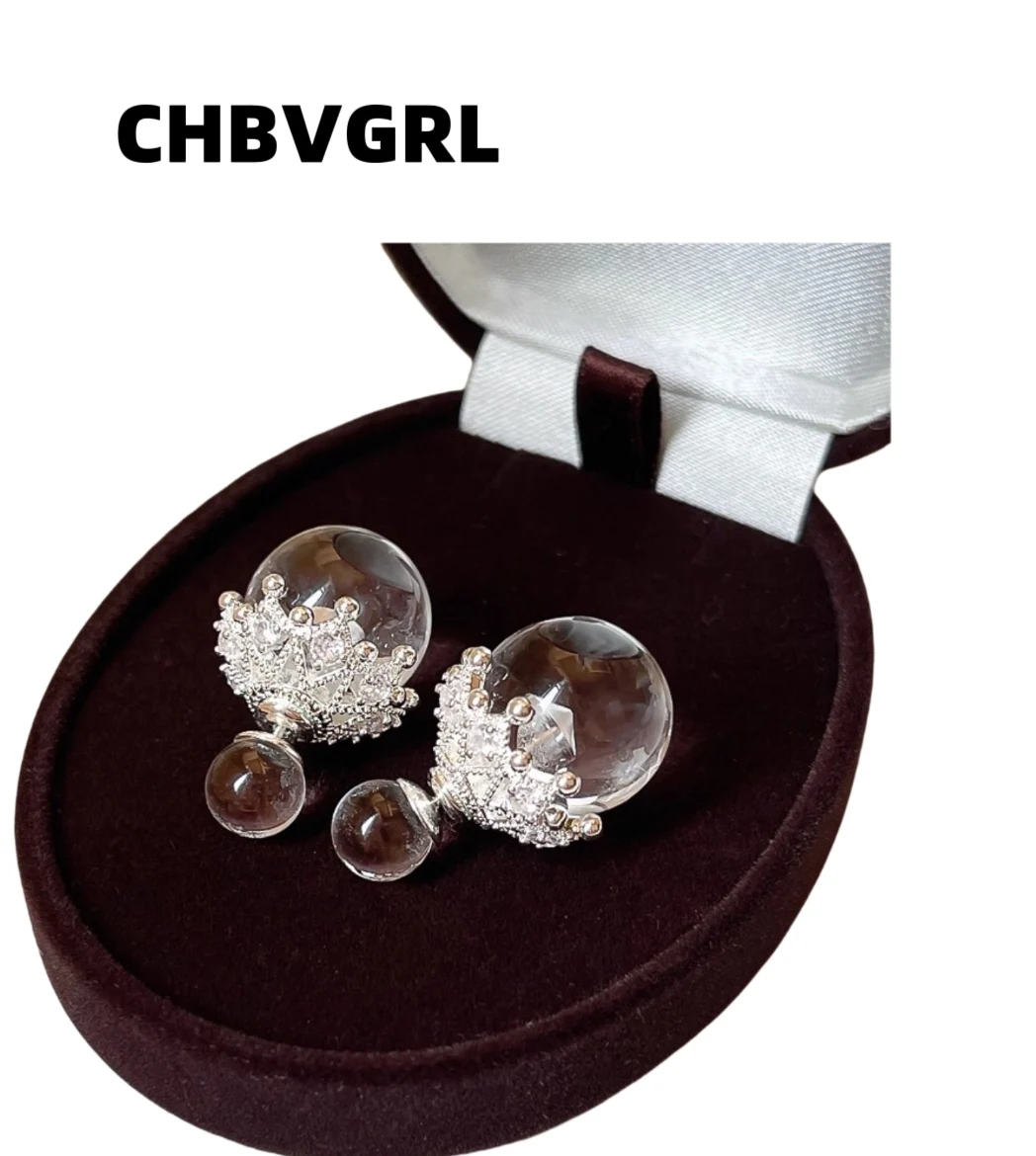 

Front and back double-sided white crystal earrings for women, luxurious and high-end,elegant and grand,ear studs,summer earrings