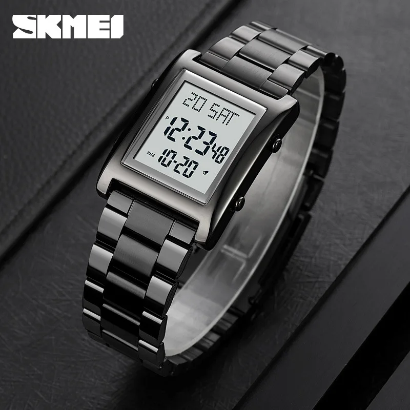 Skmei  Stylish and Versatile Square Men's Watch Business Steel Belt Electronic Watch Men