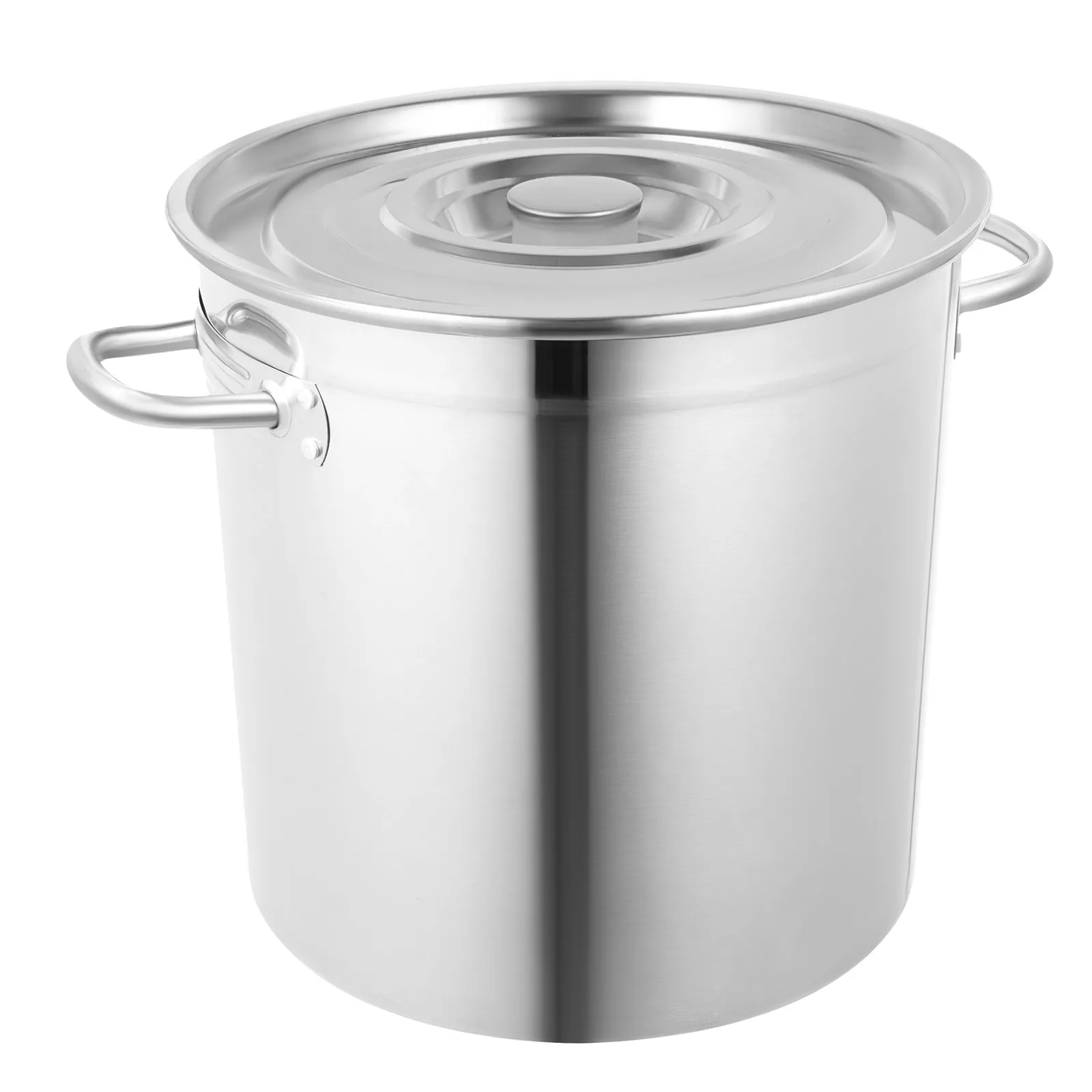 35L 30Quart Stockpot,18.5x14.2in, 201 Stainless Steel, Polished, Airtight Lid, Handles, for Soup, Wine, Rice, Flour, Hotel, Restaurant, Kitchen, Warehouse