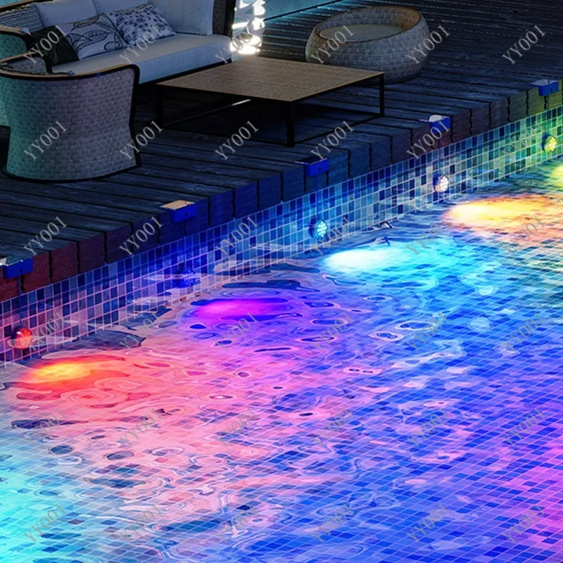 

Round RGB LED Pool Lamp, Solar Energy Waterproof Submersible Light for Outdoor Water Scene
