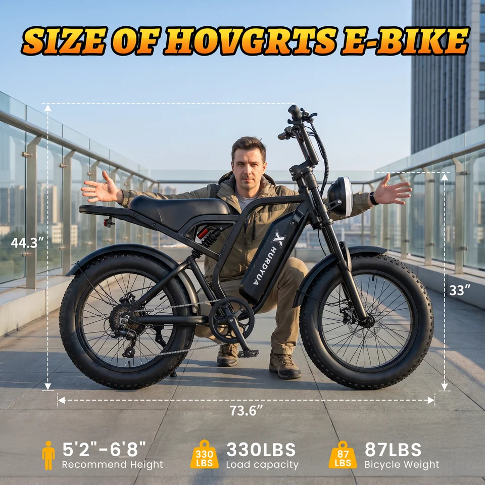 XHURDYUA Electric Bike for Adults 1500W Peak 20"x4" All-Terrain Fat Tire Dirt E-Bike | 48V 15Ah Removable Battery, Dual Suspension, 7-Speed Commuter Bicycle with LED Display, UL 2849 Certified image 8