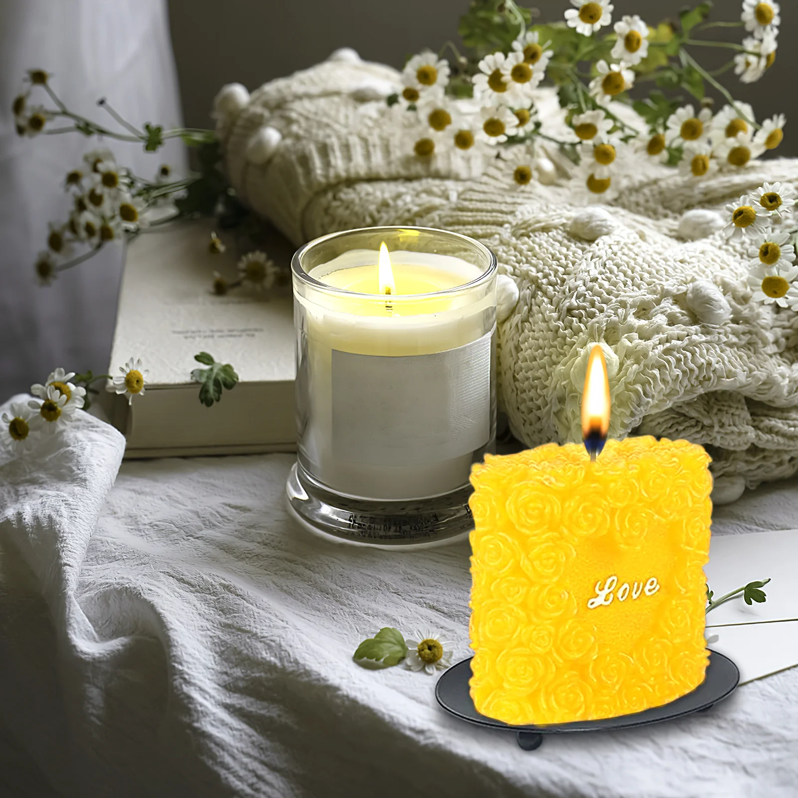 

2Pcs Rose Silicone Molds Non Stick Food Grade Materials DIY Rose Shape Soap Mold Aromatherapy Making Supplies