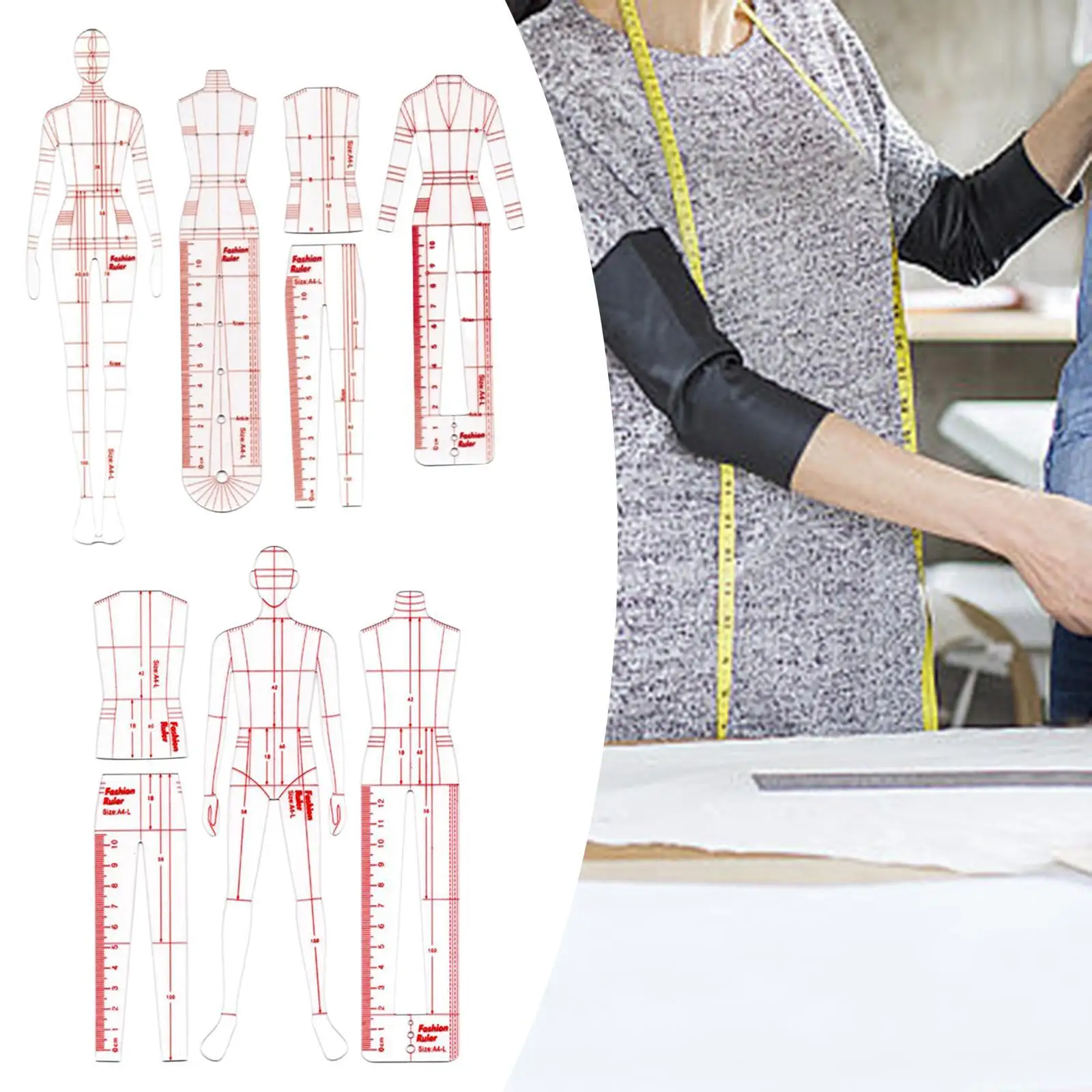 مساطر القالب نماذج مساطر توضيحية عصرية مساطر خياطة محمولة شفافة مساطر خياطة لصانعي النماط