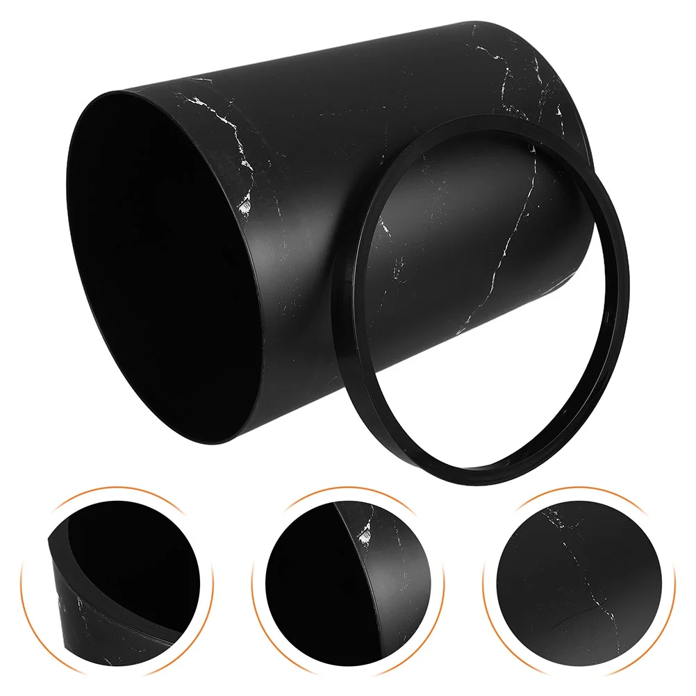 

Imitation Marble Trash Can Large Capacity Press Design Waterproof Home Office Bathroom Waste Storage Round Garbage Bin