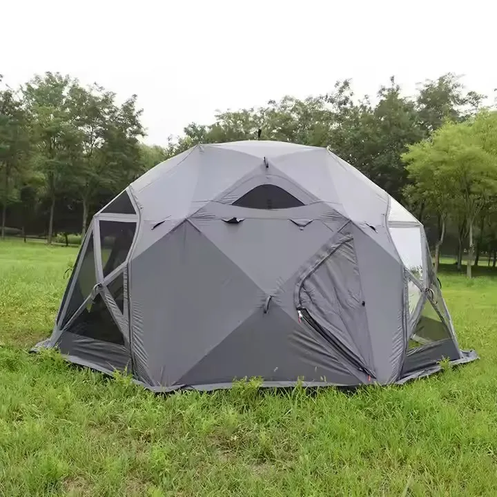 Afbeelding 6: Luxe Ronde Hotel Outdoor Canvas Octagon 6-8 Personen Verdikte Camping Glamping Ball Tent voor Familie