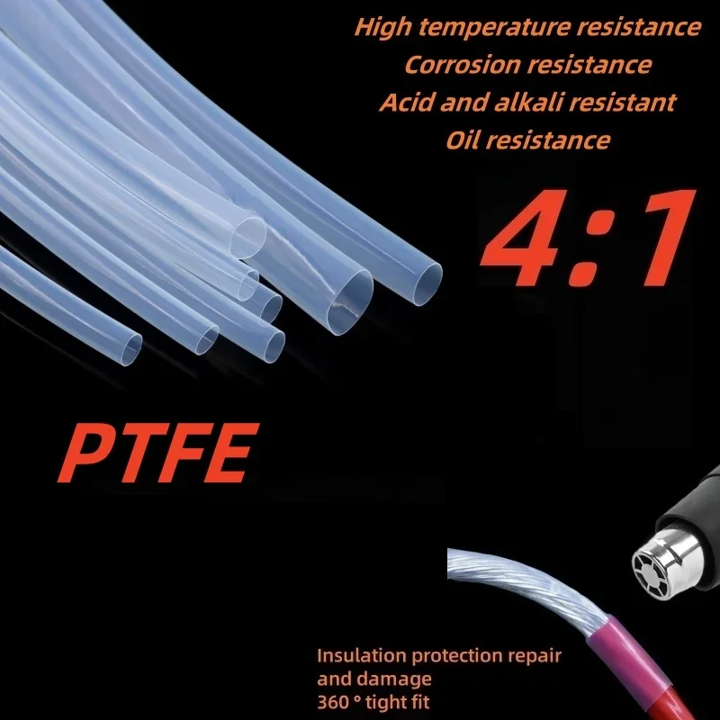 

4:1 Transparent Heat Shrink Tube PTFE Tubing Sleeving Wrap Wire Kits 1/3/5/10M ID：φ2mm Φ4mm Φ6mm Φ7.5mm Φ8mm Φ9.6mm
