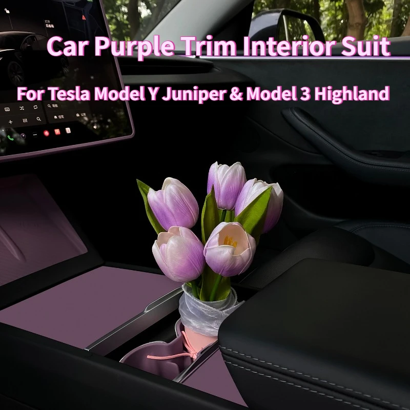 

Для Tesla Model Y Juniper 2025 Model 3 Highland 2024 2025 Рамка заднего воздуховыпускного отверстия автомобиля Фиолетовая отделка Аксессуары для внутреннего костюма