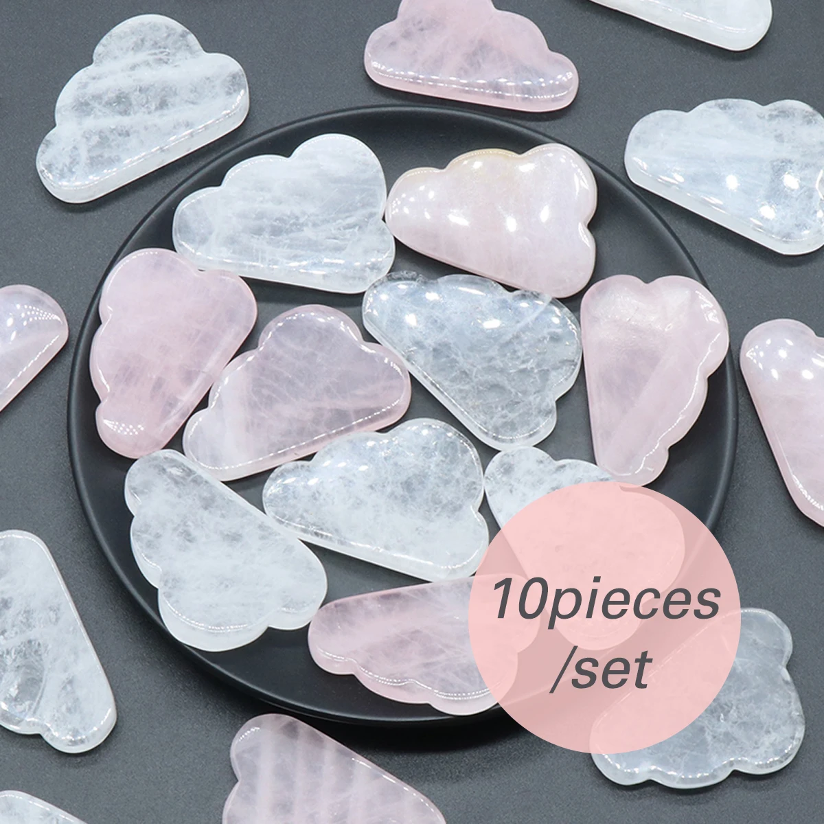 

10pieces Crystal Random Natural Stone Cloud Ornaments for Home Decoration Healing Reiki Gemstone Jewelry Accessory 33-35x50-52mm