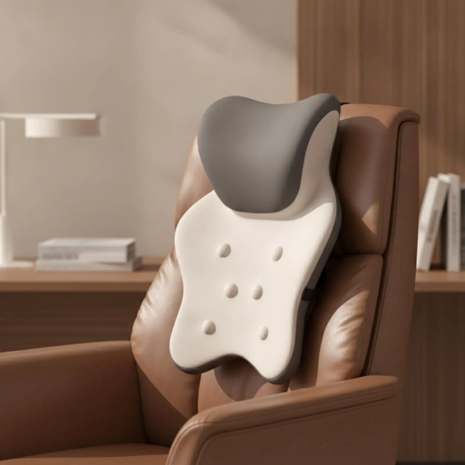 Desk Chair Neck Pillow Ergonomic Headrest Support Memory Foam Cushion with Strap for Office Work Comfortable for seat
