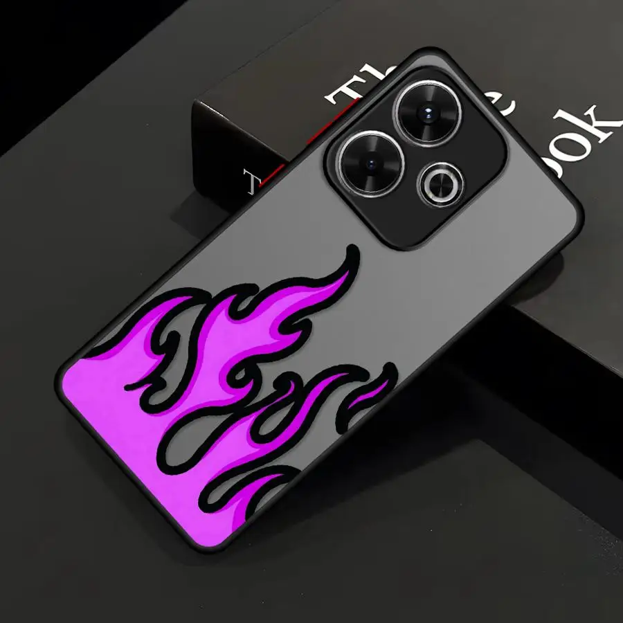 Case for Xiaomi Redmi Note 15 13 14 Pro Plus 10 11 12 13C 14C 9S A4 Funda Phone Cover Blue And Red Flames view 3