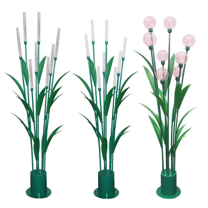 led8 head reed lamp, outdoor park villa decorative lawn lamp, stainless steel pole rainproof