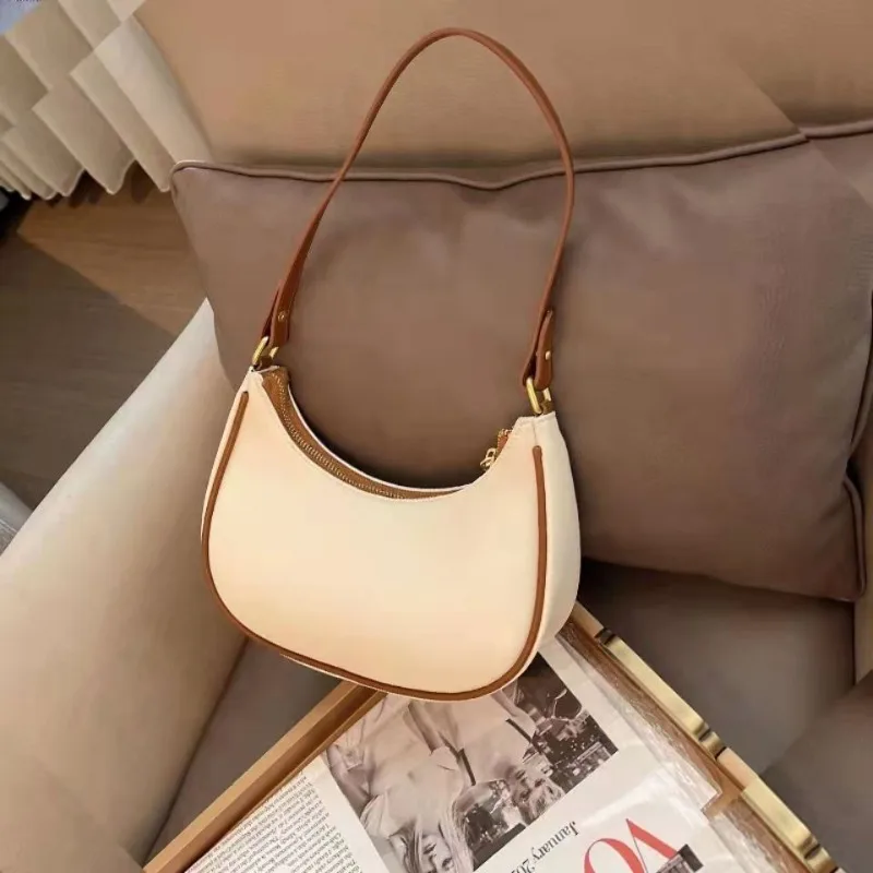 

Fashion Women Underarm Bag New Tide Solid Color Casual Texture Fashion One Shoulder Bags French Niche Crescent Shape Purse