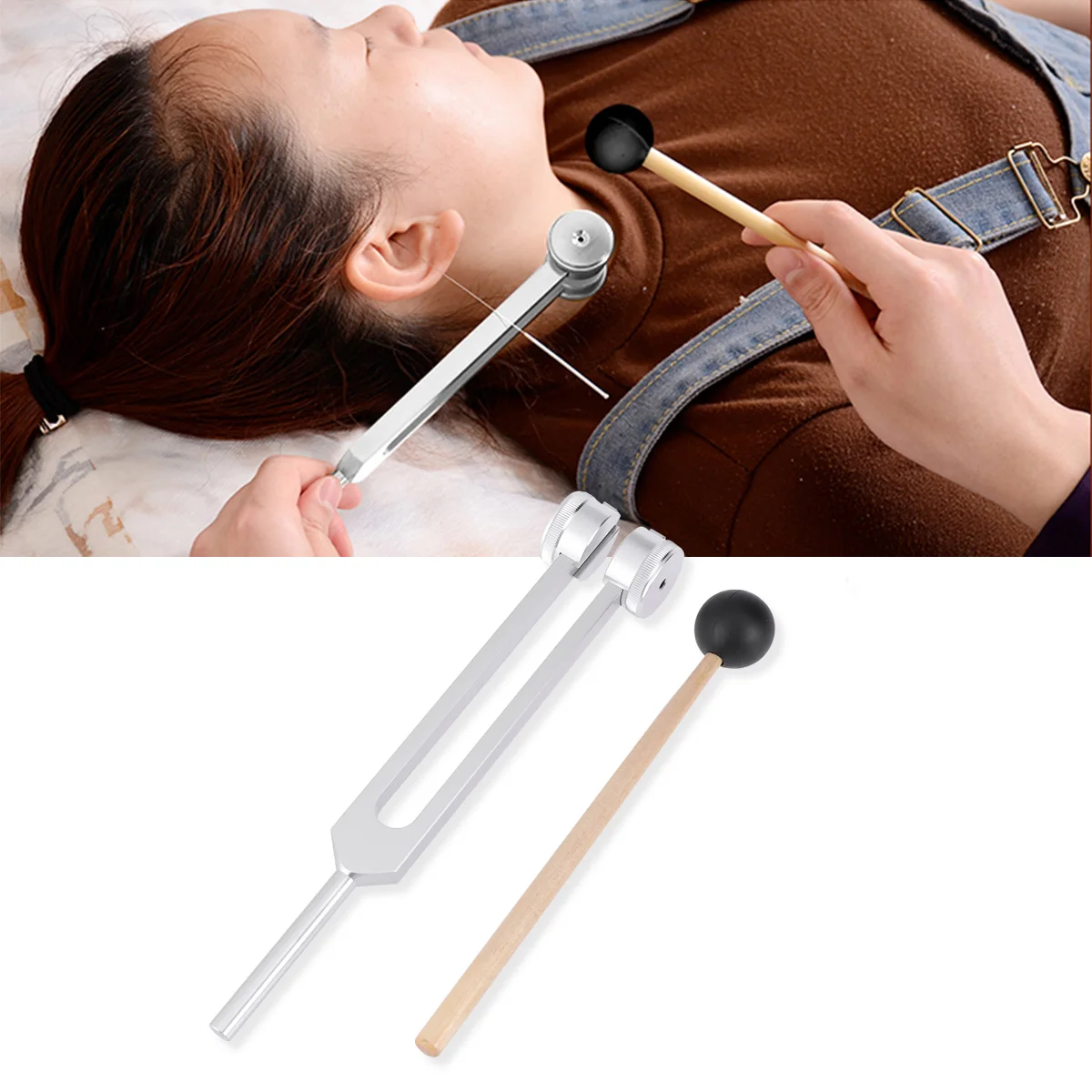 

Medical grade Aluminum Tuning Fork Hammer Set Solfeggio Forks 128Hz Precision Lightweight Durable Storage Bag Included