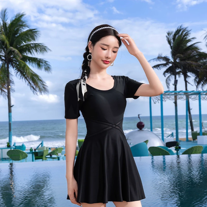 One-piece skirt women's swimsuit bikini U-shaped back with high waist sexy and fashionable fresh and natural new hot style in 20