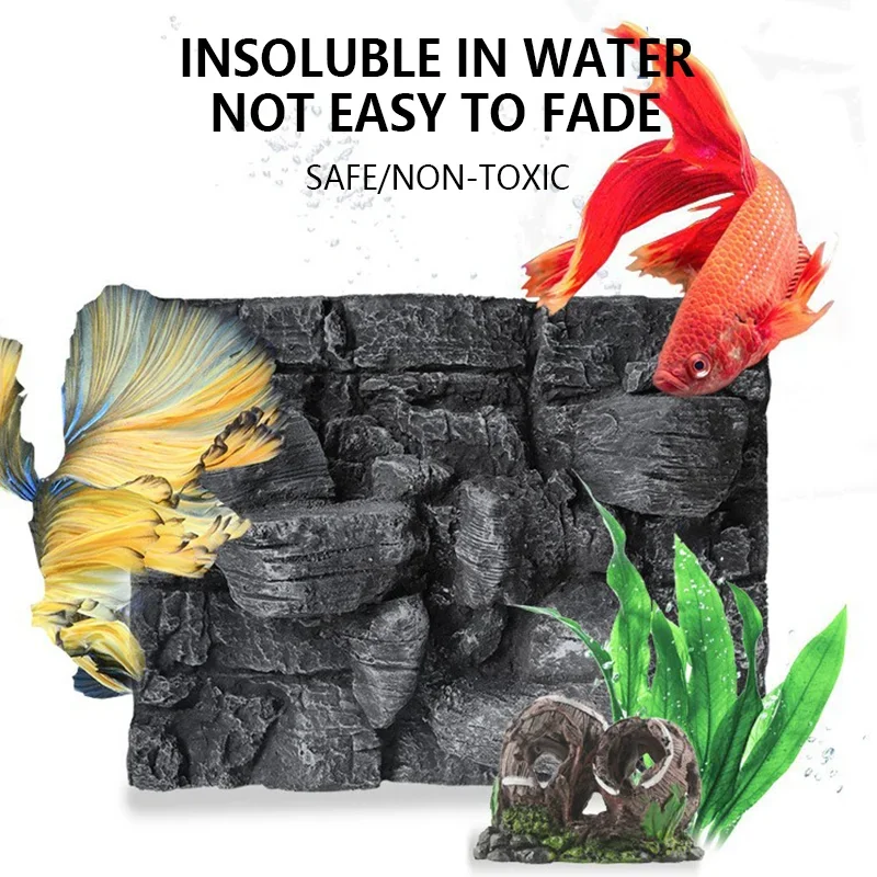 

Aquariums Background Board Fish Tank Landscaping Decor Aquarium Decoration 3D Stereo Background Plate Imitation Rock Grain Board