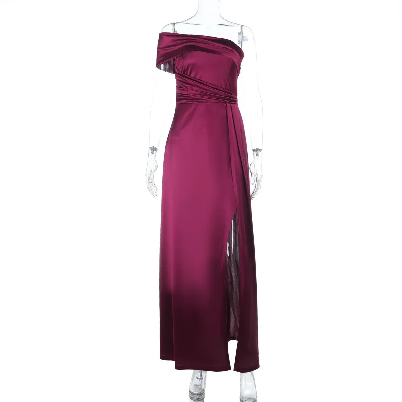 

Sexy Color Single oulder Dr Evening Gown for Birthday Par Wedding Ele Mid-Length Polyester Women's Dr