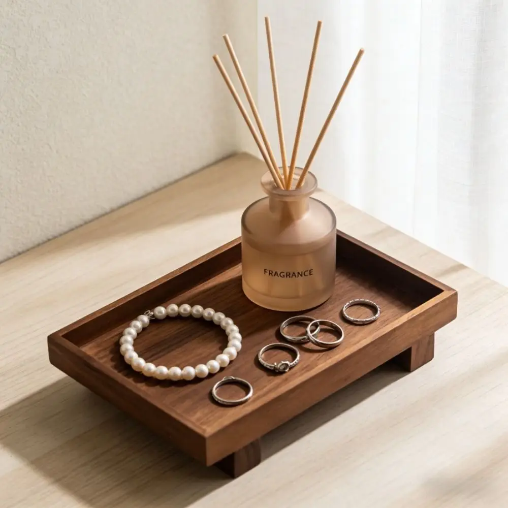 Decorate Tray Japanese Style Wooden Tray Wooden Rectangular Gongfu Tea Tray Dessert Pallet Home