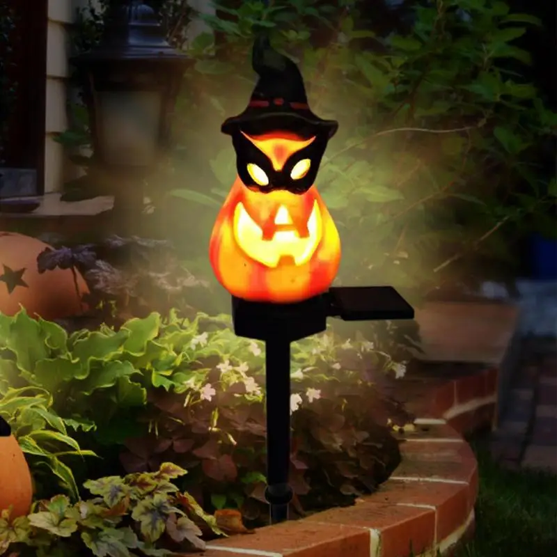 Labu Solar Stake Lampu Halloween luar ruangan dekorasi tahan air halaman tonggak surya meriah dekorasi labu kokoh Solar