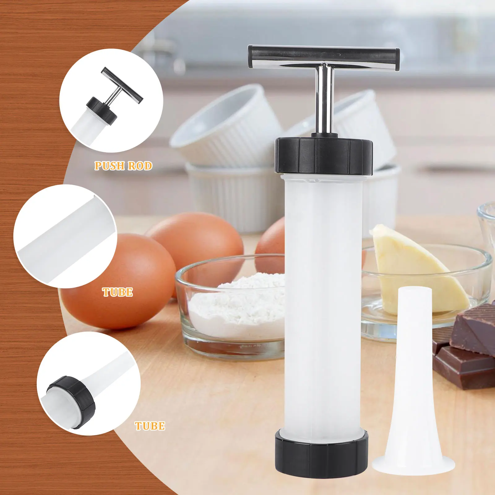 

Food Grade Manual Stuffer Tube Sausage Filler Tool For Meat Bag Filling Ground Beef Pork Turkey Venison Home Kitchen Use Steel