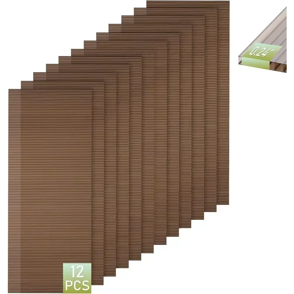 12 Pack 5'x2' Polyethylene Twin-Wall UV-Protected Clear Panels for Greenhouses, Gazebos, Outdoors