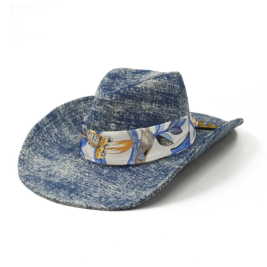 Denim cowboy hat sun hat men and women summer outdoor fisherman hat Beach Sun Protection Hat Sombrero Vaquero