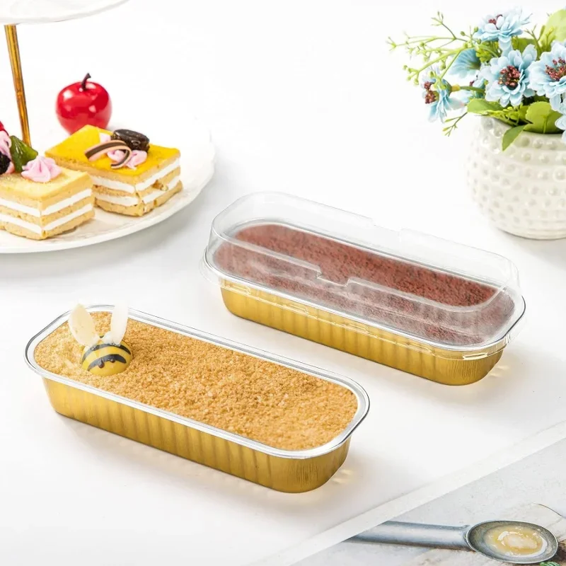 10PCS Disposable Aluminum Foil Tin Box Food Tray Container with Clear Lid Fit for Takeout Packing Kitchen Cooking Tin foil box view 3